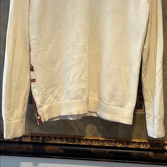 Ralph Lauren Off White Turtleneck Sweater w/ Unique Equestrian Print Front - Picture 7 of 8